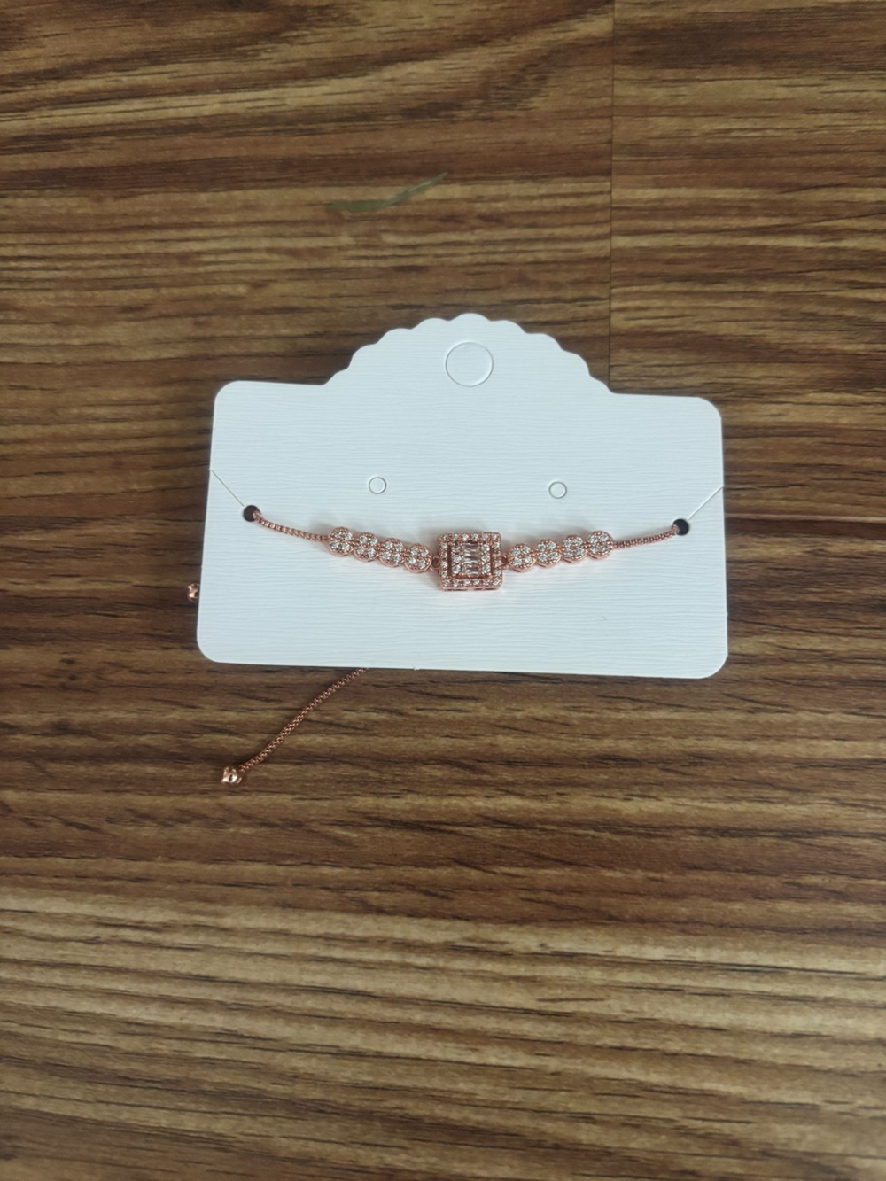 Rose Gold Crystal Square Slider Bracelet